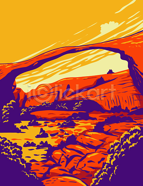 사람없음 JPG 포토 해외이미지 국립공원 그림 미국 바위(돌) 사막 산 주황색 카툰스타일 풍경(경치)