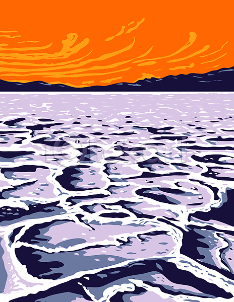 사람없음 JPG 포토 해외이미지 국립공원 그림 물 일몰 자연 카툰스타일 캘리포니아 풍경(경치) 황혼