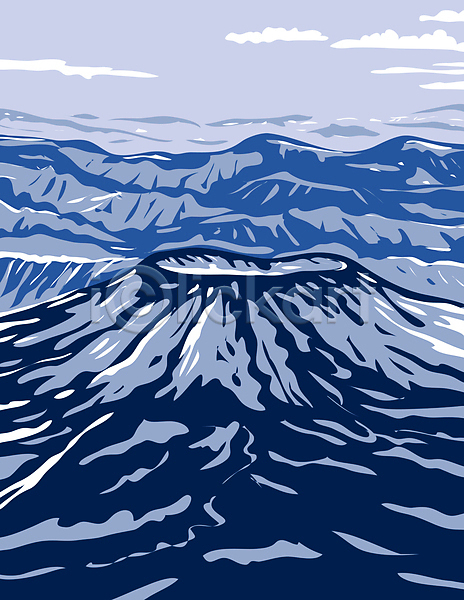사람없음 JPG 포토 해외이미지 국립공원 그림 알래스카 자연 카툰스타일 파란색 풍경(경치) 화산