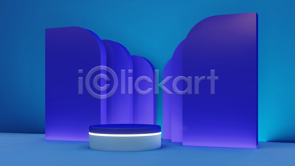 사람없음 3D JPG 디지털합성 포토 해외이미지 공간 단상 미니멀 백그라운드 보라색 빛 입체도형 파란색 포디움