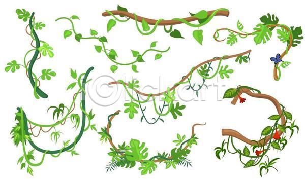 사람없음 EPS 일러스트 해외이미지 나뭇가지 덩굴 아이비 줄기 초록색 풀잎