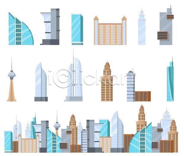 사람없음 EPS 일러스트 해외이미지 건물 고층빌딩 다양 도시 빌딩 종류
