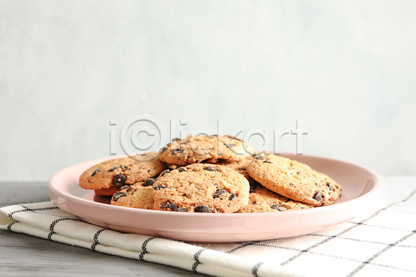 사람없음 JPG 포토 해외이미지 디저트 접시 초코칩쿠키 쿠키