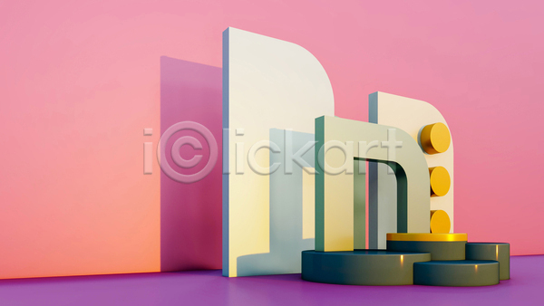 사람없음 3D JPG 디지털합성 포토 해외이미지 공간 그림자 단상 미니멀 백그라운드 분홍색 원기둥 입체도형 포디움
