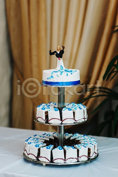 사람없음 JPG 포토 해외이미지 결혼 꽃 들어올리기 신랑신부 웨딩케이크 장식 케이크 파란색 피규어