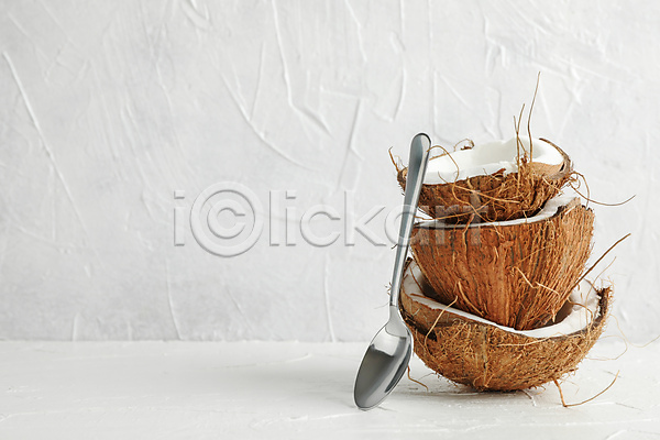 사람없음 JPG 포토 해외이미지 숟가락 스튜디오촬영 여름(계절) 오브젝트 카피스페이스 코코넛