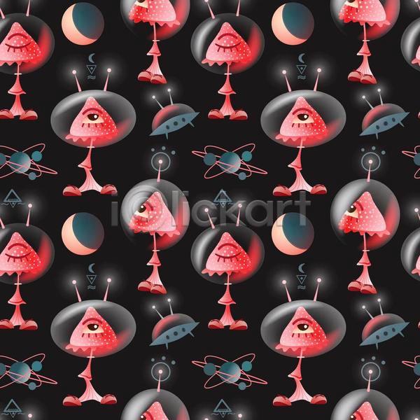 사람없음 EPS 일러스트 해외이미지 검은색 달 디자인 백그라운드 분홍색 외계인 패턴백그라운드 행성