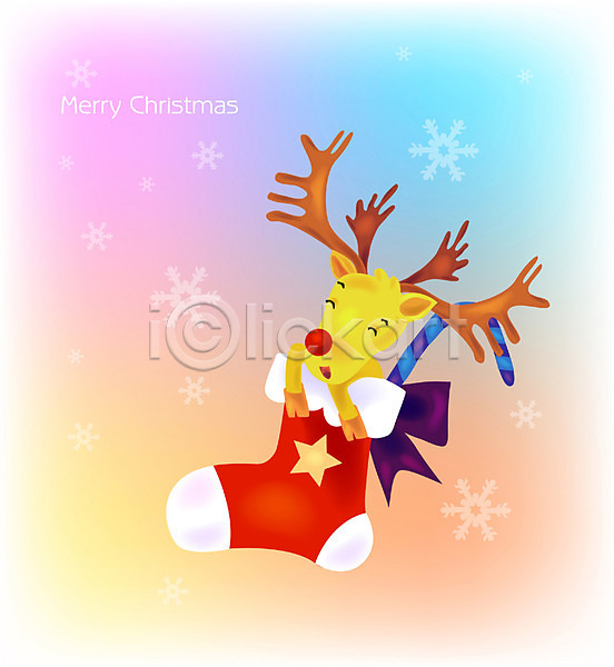 EPS 일러스트 겨울 계절 기념일 눈(날씨) 동물 루돌프 목도리 사슴 양말 육지동물 지팡이 지팡이사탕 척추동물 크리스마스 포유류