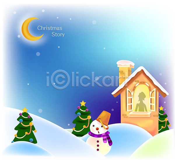 사람없음 EPS 일러스트 겨울 계절 굴뚝 기념일 나무 눈(날씨) 눈사람 밤하늘 백그라운드 별 야간 야외 주택 초원(자연) 크리스마스 크리스마스트리 풍경(경치)
