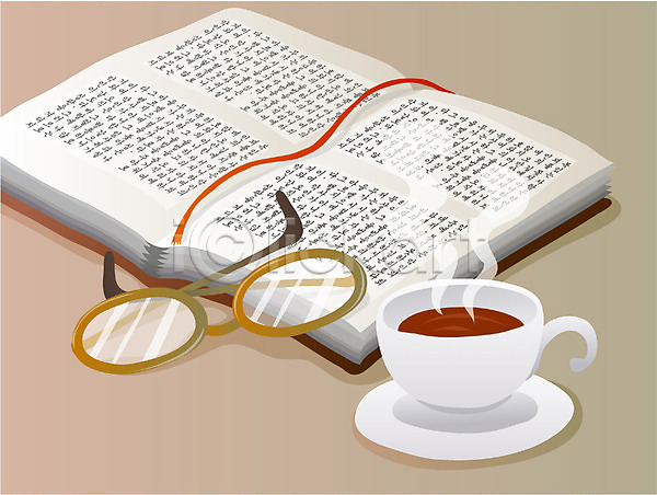 사람없음 EPS 일러스트 기독교 기독교용품 성경 안경 종교 종교용품 차(음료) 커피