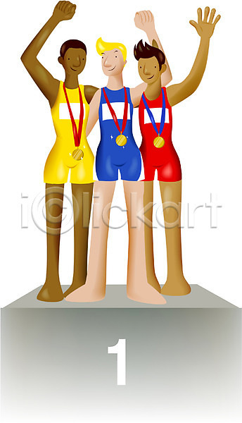남자 남자만 사람 세명 EPS 일러스트 메달 스포츠 시상식 올림픽 운동 운동선수 하계올림픽 화합