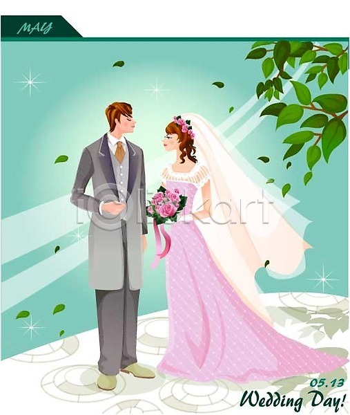 로맨틱 축하 남자 두명 사람 성인만 여자 청년 청년만 EPS 일러스트 결혼 결혼식 다이어리 부케 이벤트 커플