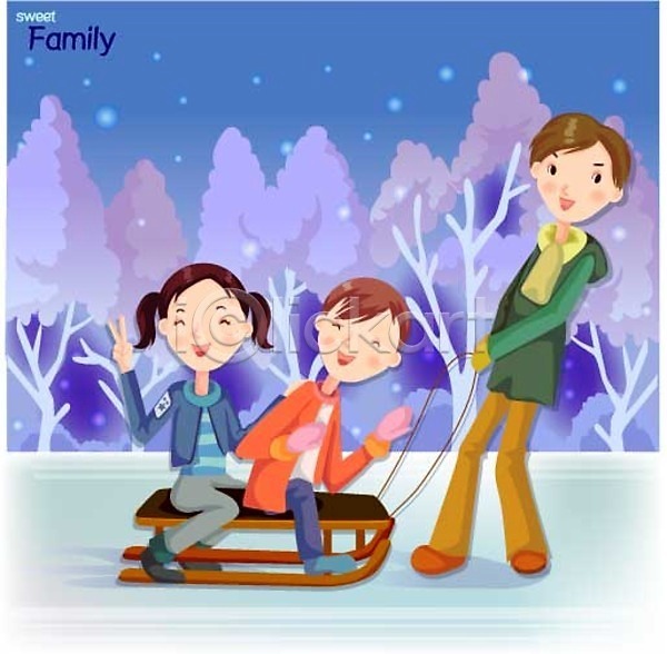 행복 남자 두명 사람 소녀(어린이) 소년 어린이 여자 청년 EPS 일러스트 가족 겨울 계절 눈(날씨) 빙판 썰매 야외 형제