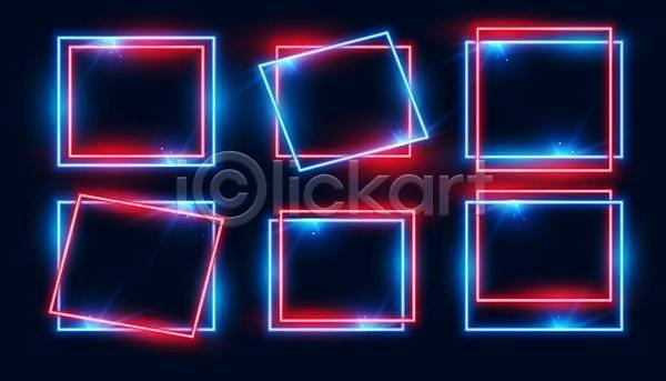 사람없음 EPS 라인일러스트 일러스트 해외이미지 겹침 그래픽 네온 배너 빛 빨간색 사각형 선 세트 파란색 프레임