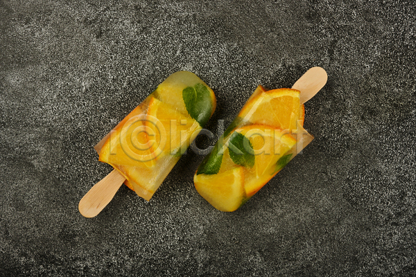 시원함 사람없음 JPG 포토 해외이미지 막대아이스크림 아이스크림 오렌지 주황색 허브