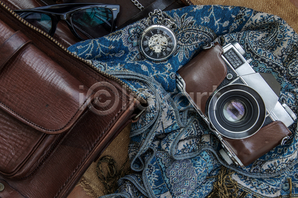 빈티지 클래식 사람없음 JPG 포토 해외이미지 가방 가죽 골동품 나침반 복고 선글라스 스카프 오브젝트 카메라