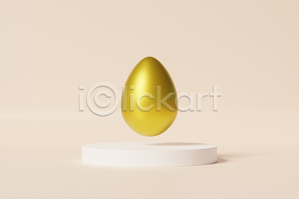 사람없음 3D JPG 포토 해외이미지 계란 금색 단상 미니멀 베이지색배경 심플 원기둥 포디움 한개