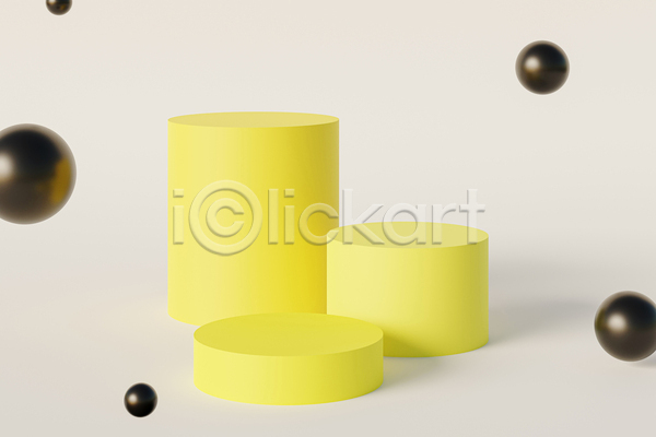 사람없음 3D JPG 포토 해외이미지 구 노란색 단상 백그라운드 원기둥 원형 포디움 흰배경