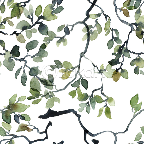 사람없음 JPG 포토 해외이미지 나뭇가지 디자인 백그라운드 번짐 수채화(물감) 잎 패턴 패턴백그라운드