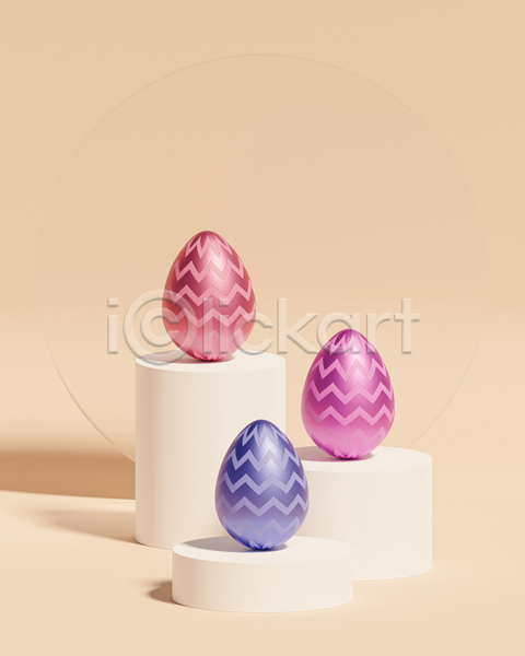 사람없음 3D JPG 포토 해외이미지 계란 단상 미니멀 베이지색배경 원기둥 줄무늬 지그재그 포디움