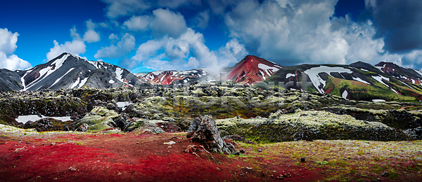 위험 사람없음 JPG 포토 해외이미지 걷기 구름(자연) 길 꽃 등산 무지개 배낭여행 백그라운드 빙하 산 산악지대 아이슬란드 야외 여름(계절) 여행 용암 원정 이끼 자국 자연 정상 지열 탐사 트래킹 파노라마 풍경(경치) 하이킹 화산 황무지
