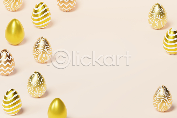 사람없음 3D JPG 포토 해외이미지 계란 금색 기하학 미니멀 베이지색배경 여러개 연분홍색 카피스페이스