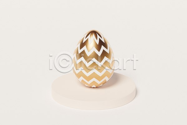 사람없음 3D JPG 포토 해외이미지 계란 금색 단상 미니멀 베이지색배경 원기둥 줄무늬 지그재그 한개
