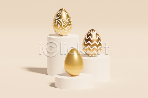 사람없음 3D JPG 포토 해외이미지 계란 금색 기하학 단상 미니멀 베이지색 베이지색배경 세개 원기둥 줄무늬 지그재그