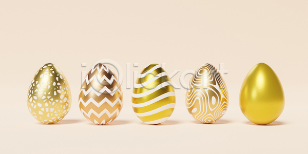 사람없음 3D JPG 포토 해외이미지 계란 곡선 금색 기하학 미니멀 베이지색배경 심플 여러개 일렬 점박이 줄무늬 지그재그
