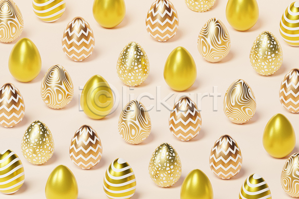 사람없음 3D JPG 포토 해외이미지 계란 금색 기하학 미니멀 베이지색배경 여러개 패턴