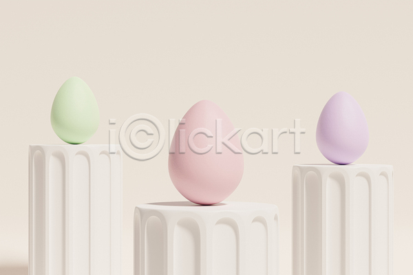 사람없음 3D JPG 포토 해외이미지 계란 단상 미니멀 베이지색배경 세개 심플 원기둥 포디움