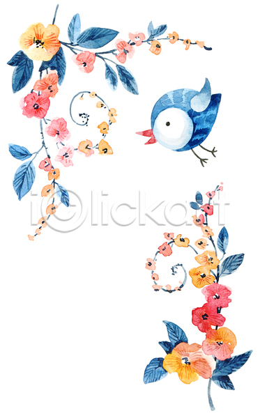 사람없음 JPG 일러스트 포토 해외이미지 그림 꽃 동화 손그림 수채화(물감) 조류 캐릭터 한마리