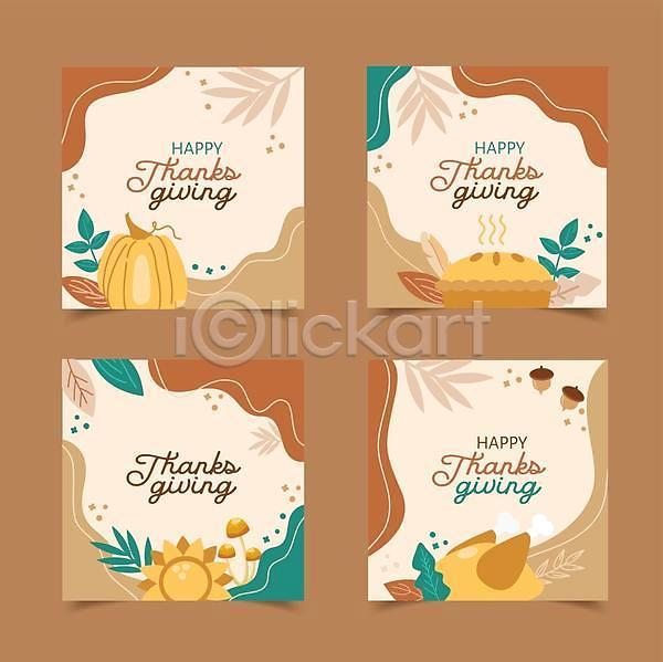 감사 사람없음 EPS 일러스트 해외이미지 가을(계절) 갈색 꽃 단풍 디자인 백그라운드 잎 추수감사절 칠면조요리 컨셉 해바라기 호박 호박파이