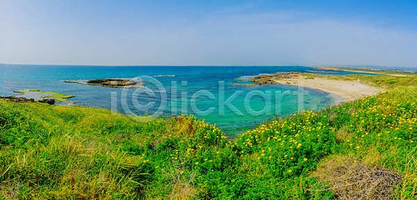 사람없음 JPG 포토 해외이미지 공원 국립공원 내추럴 만 모래 물 바다 바위 보호구역 봄 사암 시골 암초 야외 여행 이스라엘 자연 장면 중동 지중해 초록색 파노라마 파란색 풍경 하늘 해외포토