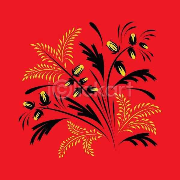 화려 사람없음 EPS 일러스트 해외이미지 꽃 디자인 미술 민화 빨간색 잎