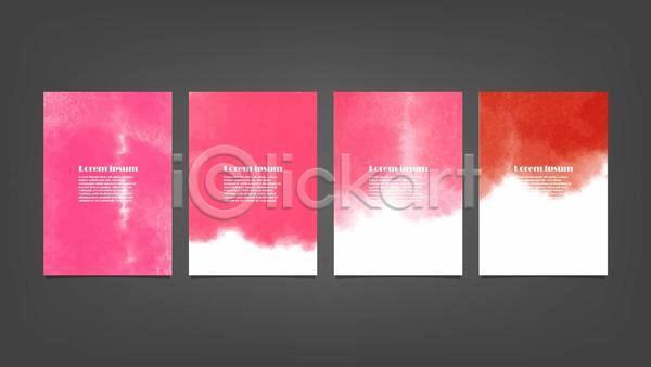 사람없음 EPS 일러스트 해외이미지 디자인 배너 백그라운드 세로 세트 수채화(물감) 진분홍색 추상