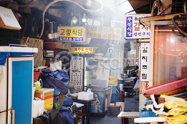 사람없음 JPG 포토 간판 골목길 남대문시장 시장 식당 야외 전통시장 주간 한국