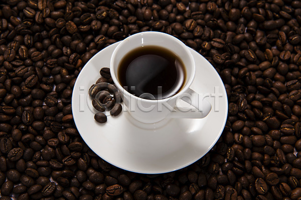 사람없음 JPG 포토 하이앵글 스튜디오촬영 실내 아메리카노 오브젝트 원두 카페 커피 커피잔