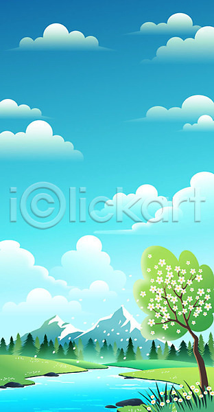 사람없음 AI(파일형식) 일러스트 개울 계절 구름(자연) 그래픽 그래픽백그라운드 꽃 백그라운드 벚꽃 벚나무 봄 봄배경 산 잔디 초록색 초원(자연) 파란색 풍경(경치) 하늘