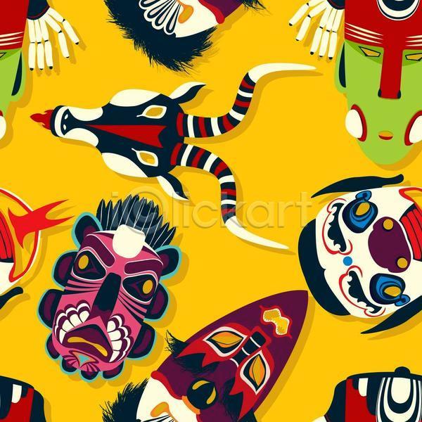 화려 사람없음 EPS 일러스트 해외이미지 가면 뿔 아프리카 아프리카문화 원주민 전통 전통문화 추상 컬러풀 패턴 패턴백그라운드