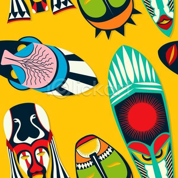 화려 사람없음 EPS 일러스트 해외이미지 가면 아프리카 아프리카문화 원주민 전통 전통문화 추상 컬러풀 패턴 패턴백그라운드