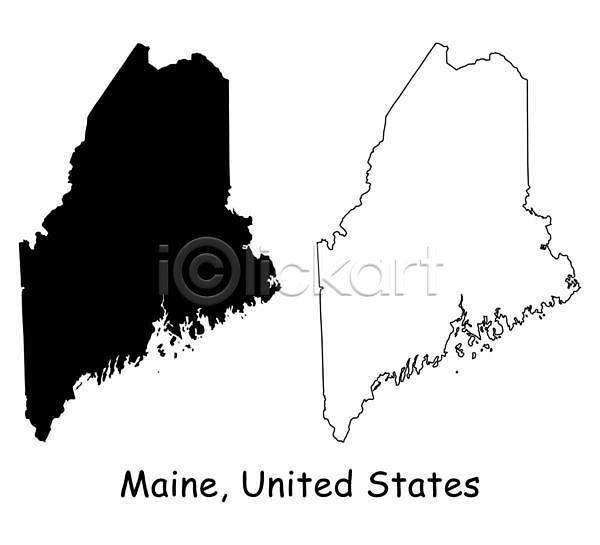 EPS 실루엣 아이콘 일러스트 해외이미지 흑백 검은색 경계선 디테일 미국 사인 선 심플 윤곽 전국 지도 지리 흰색