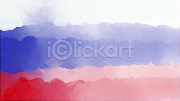 사람없음 EPS 일러스트 해외이미지 러시아국기 백그라운드 번짐 붓터치 빨간색 수채화(물감) 카피스페이스 파란색
