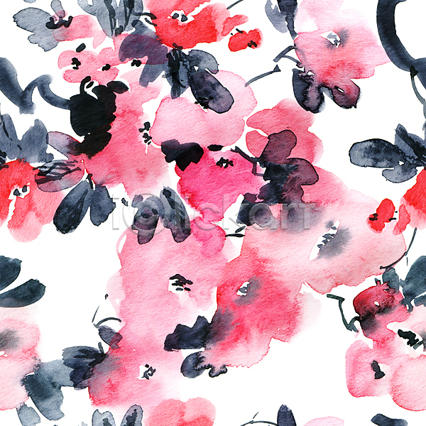 사람없음 JPG 일러스트 포토 해외이미지 꽃 꽃잎 동양화 미술 번짐 분홍색 붓터치 수묵화 수채화(물감) 잎 줄기 캘리그라피