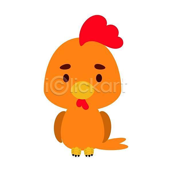귀여움 사람없음 EPS 일러스트 해외이미지 닭 닭캐릭터 만화 주황색