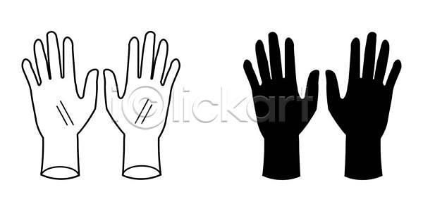 보호 EPS 실루엣 일러스트 해외이미지 건강 검은색 바이러스 병원 세트 수술 심플 안전 위생관리 윤곽 의사 장갑 장비 픽토그램 해외일러스트 흰색