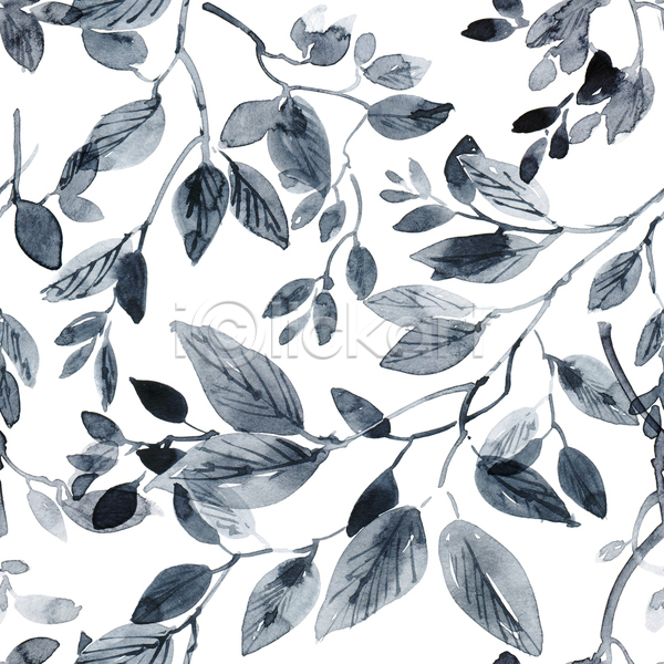 사람없음 JPG 포토 해외이미지 꽃 꽃무늬 디자인 백그라운드 번짐 수채화(물감) 잎 줄기 패턴 패턴백그라운드