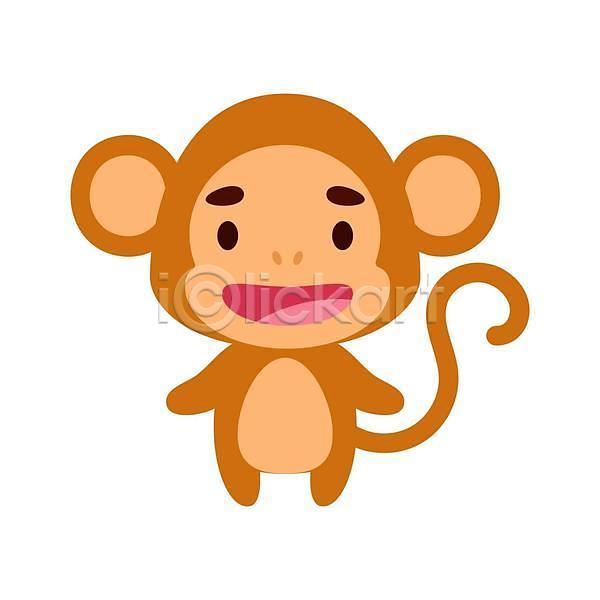 귀여움 사람없음 EPS 일러스트 해외이미지 갈색 만화 원숭이 원숭이캐릭터