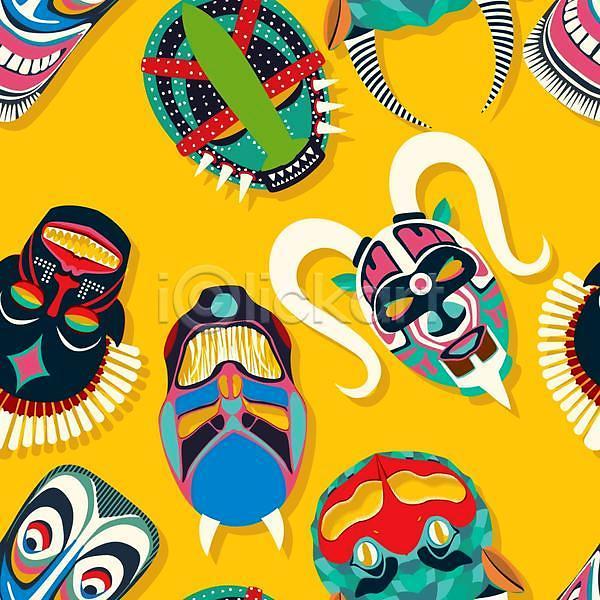 화려 사람없음 EPS 일러스트 해외이미지 가면 뿔 아프리카 아프리카문화 원주민 전통 전통문화 추상 컬러풀 패턴 패턴백그라운드