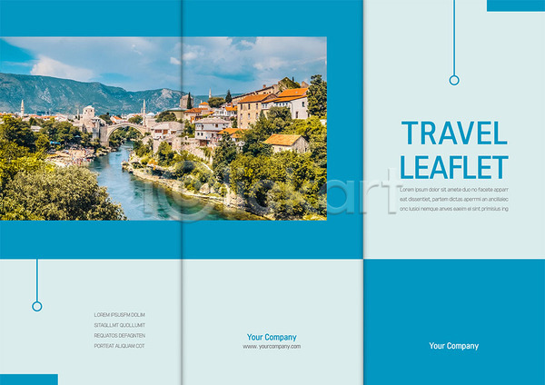사람없음 AI(파일형식) 템플릿 3단접지 리플렛 모스타르 보스니아 북디자인 북커버 여행 올드타운 유럽여행(여행) 출판디자인 파란색 팜플렛 표지 표지디자인 해외여행